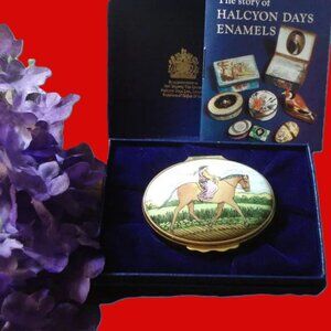 Vintage Halcyon Days, Tiffany and Co., Equestrian, Horse, Trinket Box, Booklet
